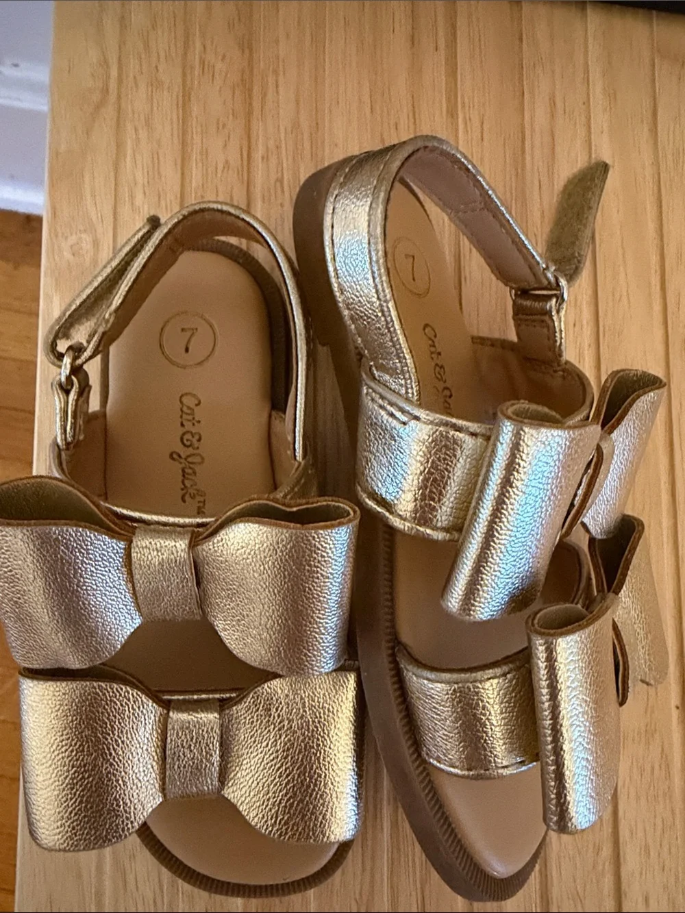 Cat & Jack Gold Bow Strap Sandals